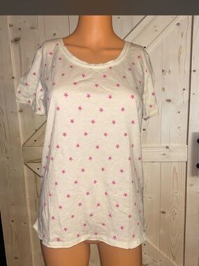 GAP White Tee with Pink Star Print